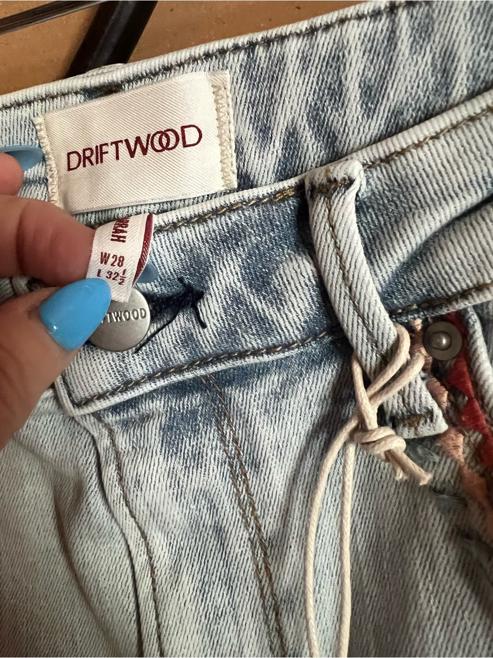 DRIFTWOOD Light Blue Embroidered Flare Jeans with Western & Floral Motifs - Picture 6 of 6